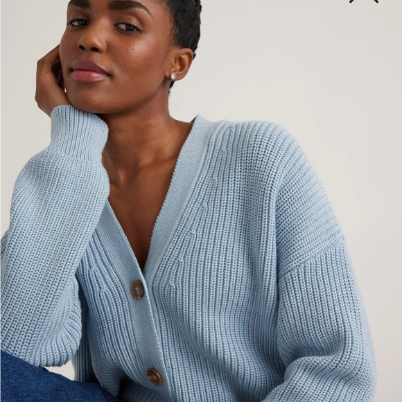 Quince Organic Cotton Fisherman Boxy Cropped Cardigan - Picture 3 of 6